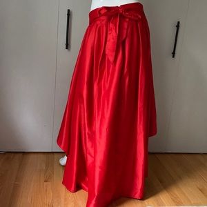 Red satin skirt